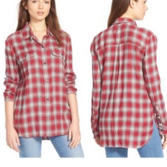 MADEWELL PLAID FLANNEL SHIRT                 EX-BOYFRIEND FAIRFAX PLAID - Picture 1 of 10